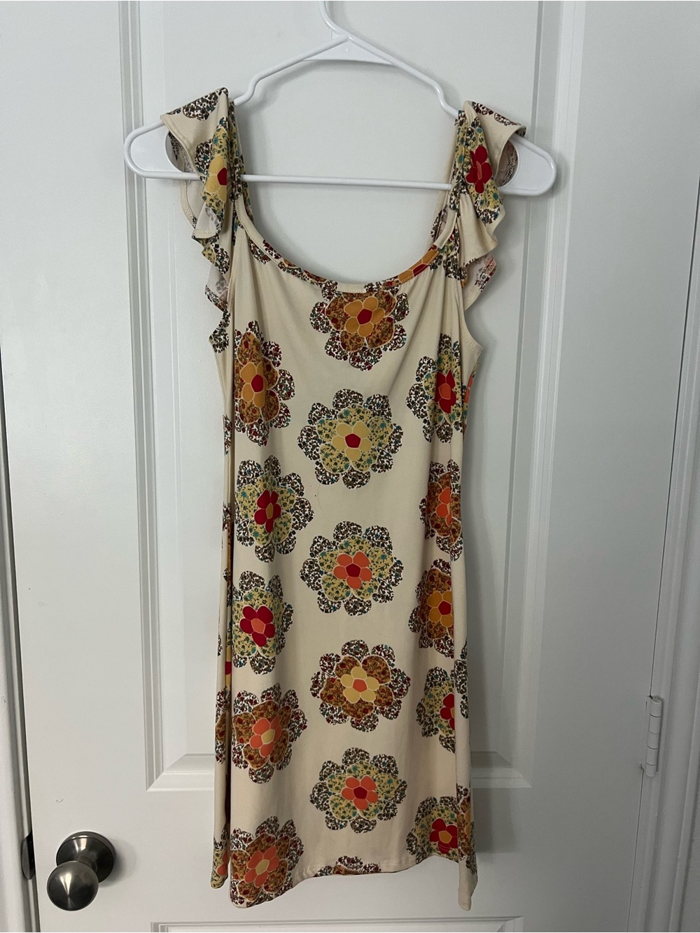 EARTHBOUND Cream Floral Tie-Neck Blouse with Mustard Accents - Picture 2 of 3